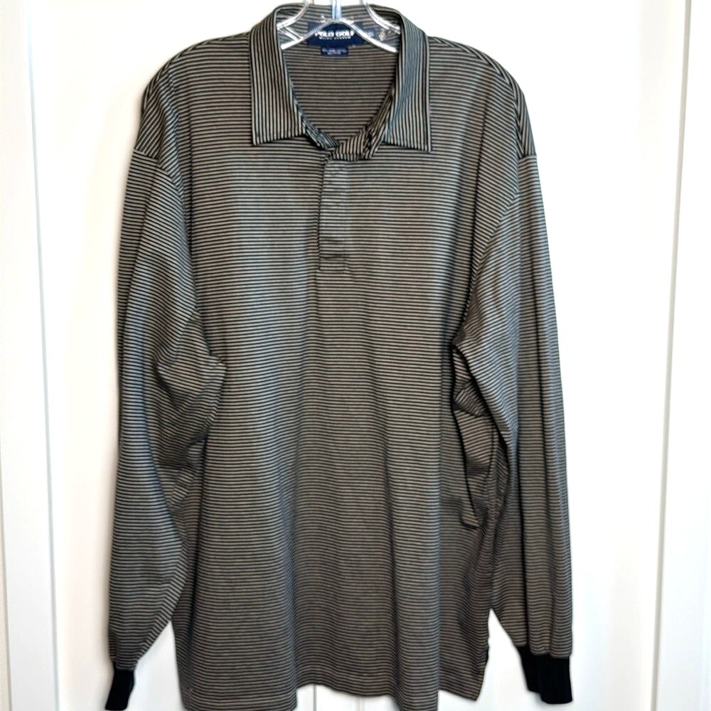 Polo Golf Ralph Lauren Men's Long Sleeve Striped Polo Shirt XXL 100% Pima Cotton